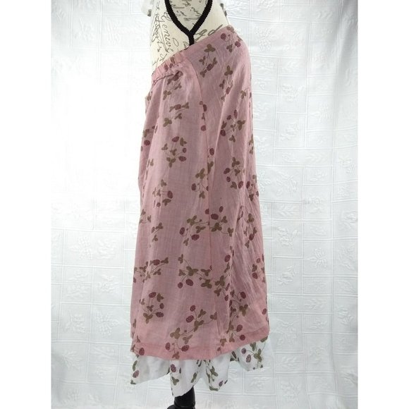 Ian Mosh Old Pink & Ecru Ruffle Halter Peasant style strawberry Dress Size 2 - Picture 5 of 12